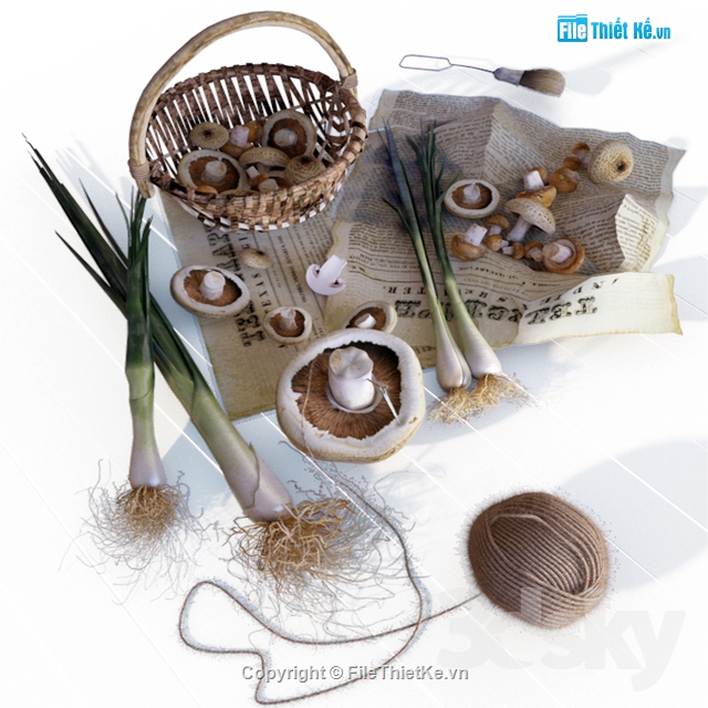 rau củ quả 3dmax,hành 3dmax,dồ vật dụng bếp